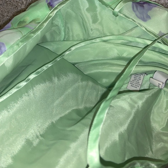 Lime Green & Purple Polyester Floral blouse sz M - Picture 8 of 13